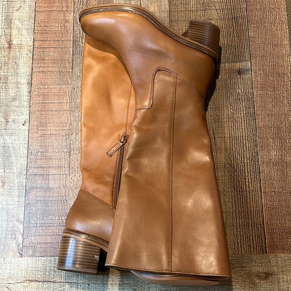 J. Crew Knee high stacked heel boots in leather BJ870 brown - Picture 10 of 10
